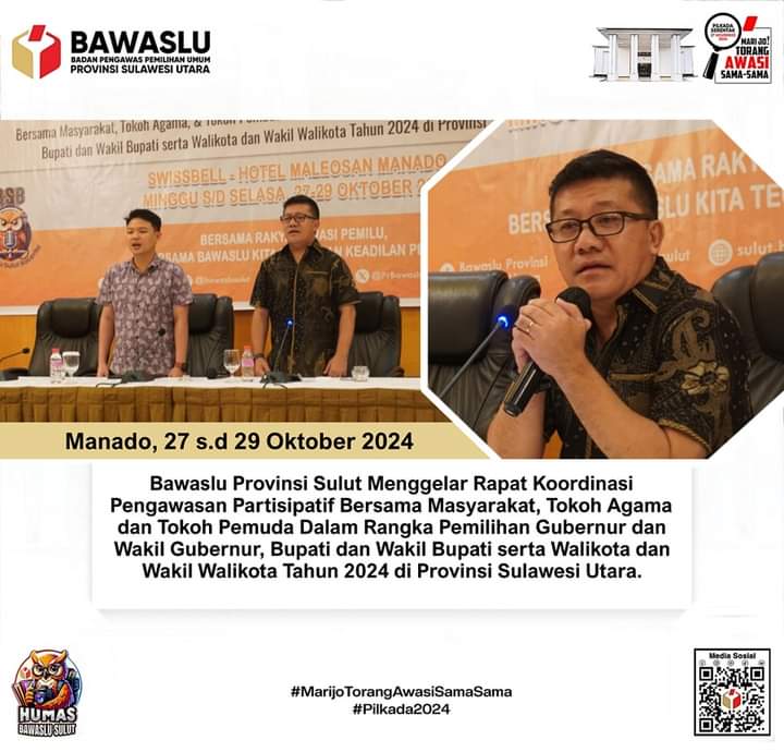 Bawaslu Sulut Gelar Rakor Bersama Masyarakat, Tokoh Agama dan Tokoh Pemuda