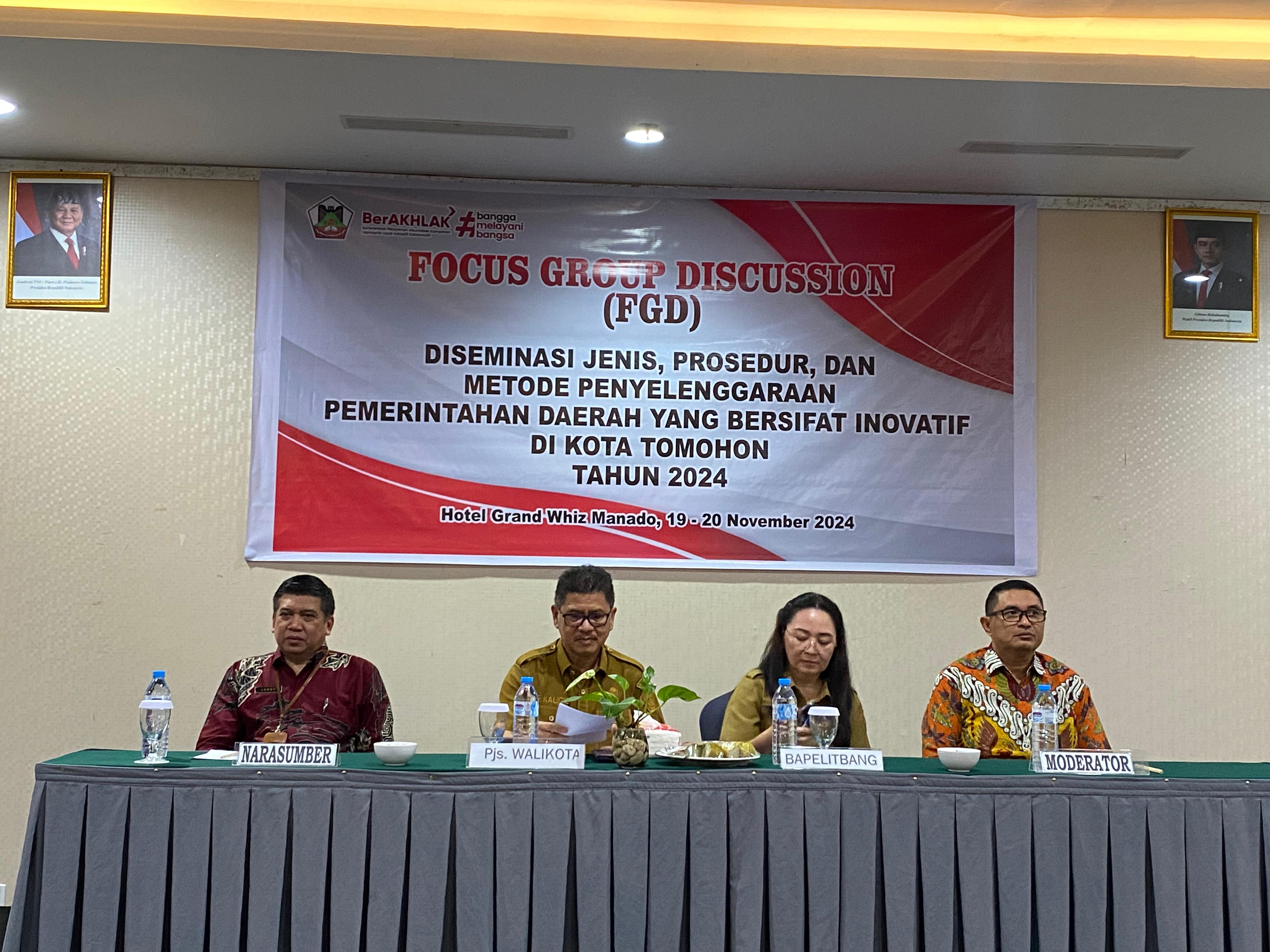 Pjs Kaligis Buka FGD Bapelitbangda Kota Tomohon