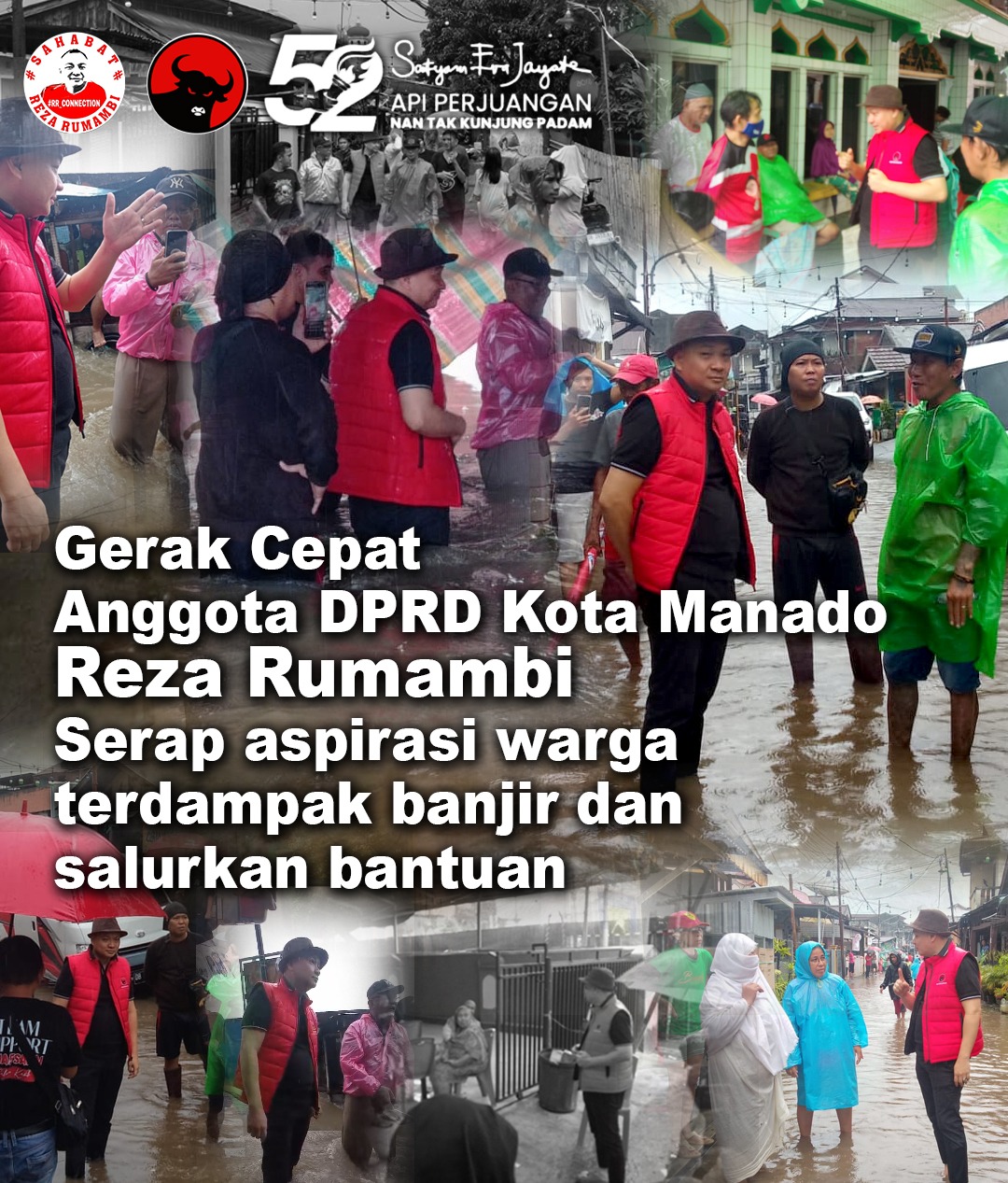 Peduli Warga, Reza Rumambi Terjun Langsung ke Lokasi Banjir di Kelurahan Karame